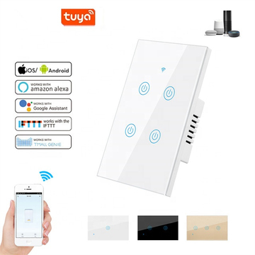 US Standard 1,2,3,4, Gang Tuya Wifi Smart Switch Support App Remote Control Voice Control Wall Smart Switch