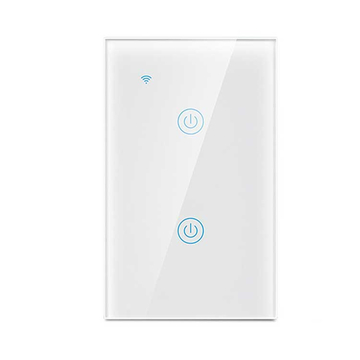 Us AU Standard Tuya Wifi Smart Switch 2 Gang No Neutral Wall Switch Smart Life App Control Electrical Light Switch