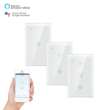 Us AU Standard Tuya Wifi Smart Switch 2 Gang No Neutral Wall Switch Smart Life App Control Electrical Light Switch