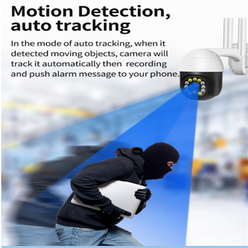 Smart Outdoor Waterproof Full Color PTZ Camera Motion Detection Moving Objects Tracking Pan/Tilt Camera Wifi Small Video Camera