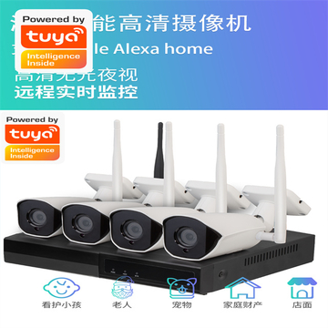 Tuya Full Set Wi-Fi Camera with Home NVR Kits Cctv Security System Life Waterproof Video 1080p Wifii Alarm System Cameras