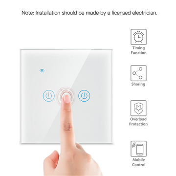 EU Standard 2 Gang Smart Switch Controller Smart Home Tuya Zigbee No Nuetral Wifi Smart Wall Light Switch