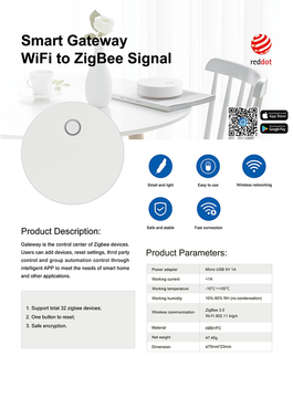 Hot selling 2021 Reddot Award Smart Tuya Zigbee3.0 Hub Gateway Smart Home Bridge Smart Life App Wireless Remote Controller