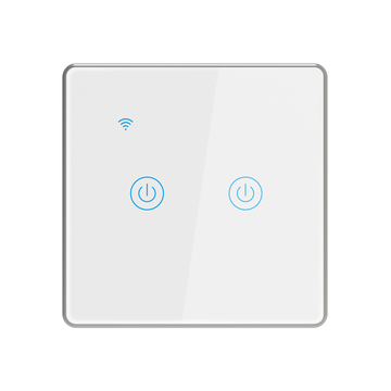 EU Standard Luxury Metal Bezel Touch Switch Light App Voice Control 2 Gang Smart Light Switch Tuya WiFi