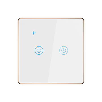 EU Standard Luxury Metal Bezel Touch Switch Light App Voice Control 2 Gang Smart Light Switch Tuya WiFi