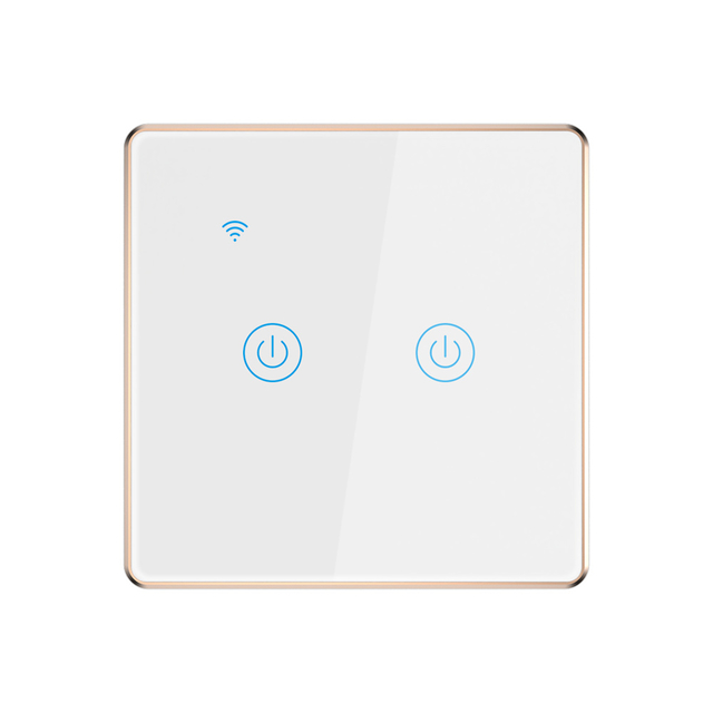 EU Standard Luxury Metal Bezel Touch Switch Light App Voice Control 2 Gang Smart Light Switch Tuya WiFi