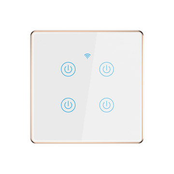 EU/US Standard Metal Bezel 4 Gang Household Switch Remote Smart Wall Light Switch Timer&amp;Voice Control Support