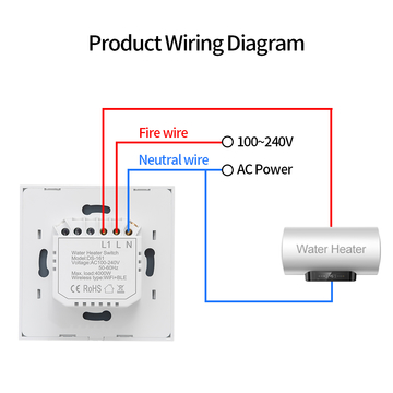 EU UK National Standard Wifi Smart Water Heater Touch Switch with Tuya Smart IoT Chip Boiler Switch