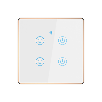 4 Gang EU UK Standard Touch Aluminum Frame Smart Timer Switch 4 Gang Smart Switch Tuya WiFi