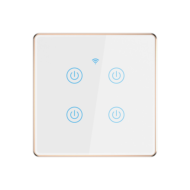 4 Gang EU UK Standard Touch Aluminum Frame Smart Timer Switch 4 Gang Smart Switch Tuya WiFi