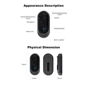 New Design Style Mini With Full Hd Camera Video Doorbell Two-Way Audio Motion Detection Remote Control Video Doorbell