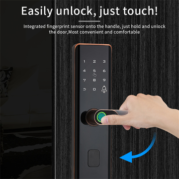 Luxury Euro Lock Cylinder Zinc Alloy Biometric Fingerprint Smart Door Lock Smartphone WiFi Tuya APP Smart Lock