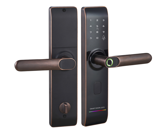 Wi-Fi Fingerprint Smart Lock with Reversible Handle Keyless Entry digital Lock IC Card Anti-peep Code Handle Door Lock