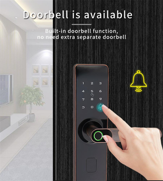 Wi-Fi Fingerprint Smart Lock with Reversible Handle Keyless Entry digital Lock IC Card Anti-peep Code Handle Door Lock