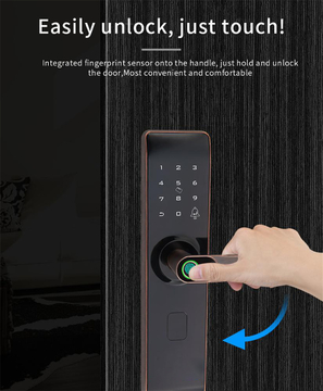 Wi-Fi Fingerprint Smart Lock with Reversible Handle Keyless Entry digital Lock IC Card Anti-peep Code Handle Door Lock