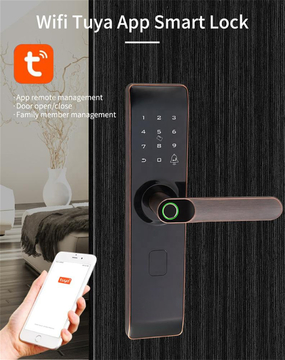 Wi-Fi Fingerprint Smart Lock with Reversible Handle Keyless Entry digital Lock IC Card Anti-peep Code Handle Door Lock