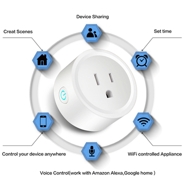 Hot Selling US Standard Tuya Smart Life Amazon Alexa WiFi Wireless US Mini WiFi Smart Plug