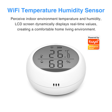2021 New Design Tuya Smart App Control Intelligent Wifi Temperature Humidity Sensor