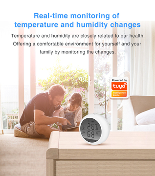 2021 New Design Tuya Smart App Control Intelligent Wifi Temperature Humidity Sensor