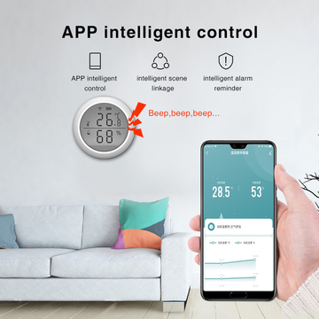 2021 New Design Tuya Smart App Control Intelligent Wifi Temperature Humidity Sensor