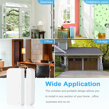 Best selling Smart Home Voice Control Wireless Portable Wifi Or Zigbee Door Sensor By Google Home And Alexa