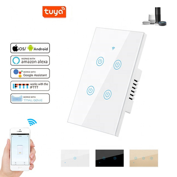 Factory Price Tuya Zigbee Smart Wall Switch US Standard 1-4 Gang Glass Panel Smart Switch App Control Voice Control Support