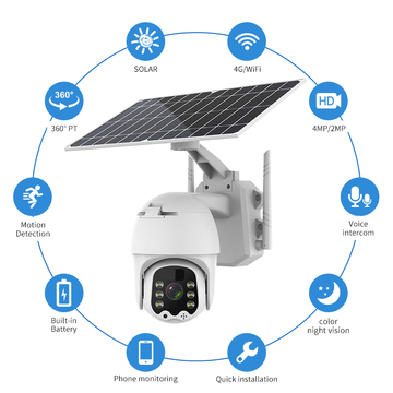 Glomarket Smart Home Low Power Ptz Wireless Outdoor Waterproof Wifi /4g Solar Camera Security System