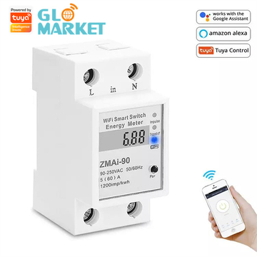 Tuya Smart WiFi Switch Breaker with Energy Meter Analog and Digital Display Monitoring App Remote Control