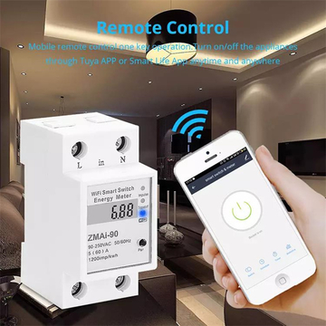 Tuya Smart WiFi Switch Breaker with Energy Meter Analog and Digital Display Monitoring App Remote Control