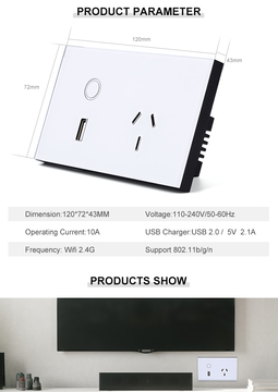 Smart Wall Socket with Switch Tuya App Phone Remote Smart Life Wifi Usb Us In Wall Socket