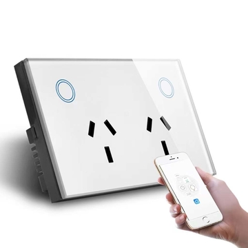Smart Home Wifi Wall Socket US Glass Panel Double Phone Alexa Google Voice Control