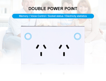 Smart Home Wifi Wall Socket US Glass Panel Double Phone Alexa Google Voice Control