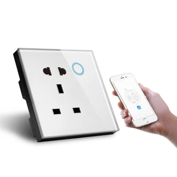 Smart Wifi Plug Socket UK Standard Universal Wall Socket Touch Glass Panel Compatible With Alexa&amp;Google