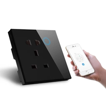 Smart Wifi Plug Socket UK Standard Universal Wall Socket Touch Glass Panel Compatible With Alexa&amp;Google