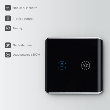 EU/UK Standard 2 Gang Smart WiFi Curved Surface Switch with Touch Control/APP Voice Control
