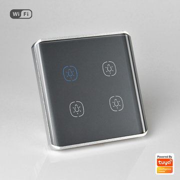 EU/UK Standard 4 Gang Smart WiFi Curved Surface Switch with Touch Control APP Voice Control