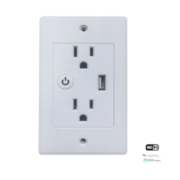 Tuya Smart in Wall Socket 2 Outlet 1 USB Charger Electrical 10A/120V