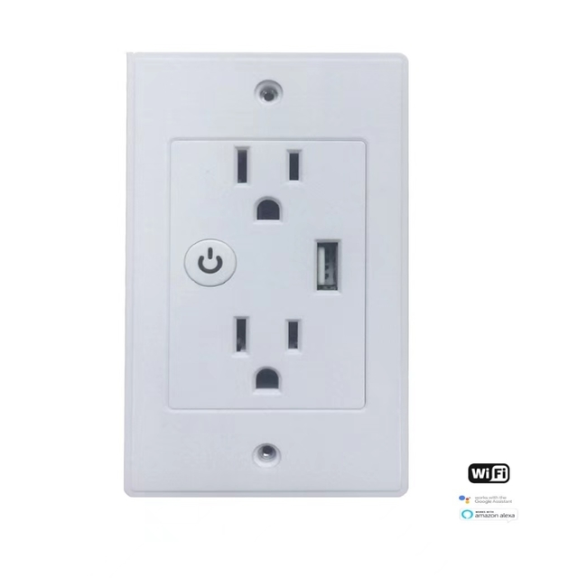 Tuya Wifi Smart Wall Outlet with USB Wall Socket Compatible With Google Assistant Alexa