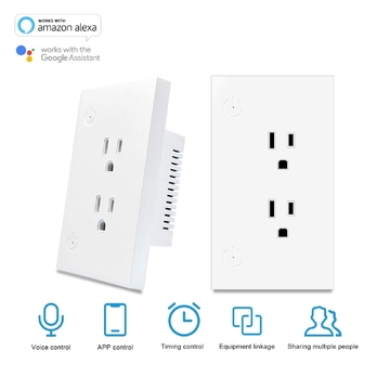 US Standard Tuya Smart In Wall Outlet Socket Outlet WiFi Wall Charger 16A