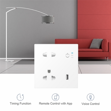 EU Standard 2AC Input Individual Control 1 USB Tuya WiFi Smart Power Wall Plug Socket