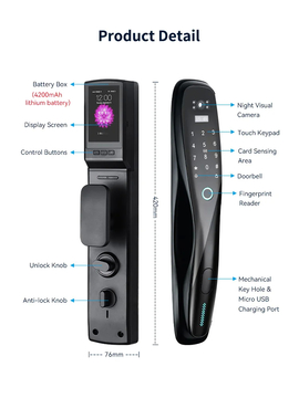 Glomarket Wifi Fully Automatic Fingerprint Locks Electronic Digital Security Door Lock Passcode Smart Lock With Cat Eye