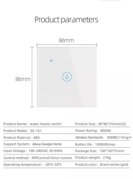 Glomarket Tuya  Smart Switch Water Heater Glass Panel Wall Touch Time Scheduled Boiler Water Heater Switch