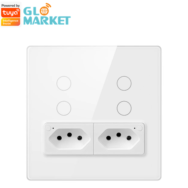 Glomarket Smart Wifi Brazil Standard Tuya Smart 4 Gang Switch And Socket